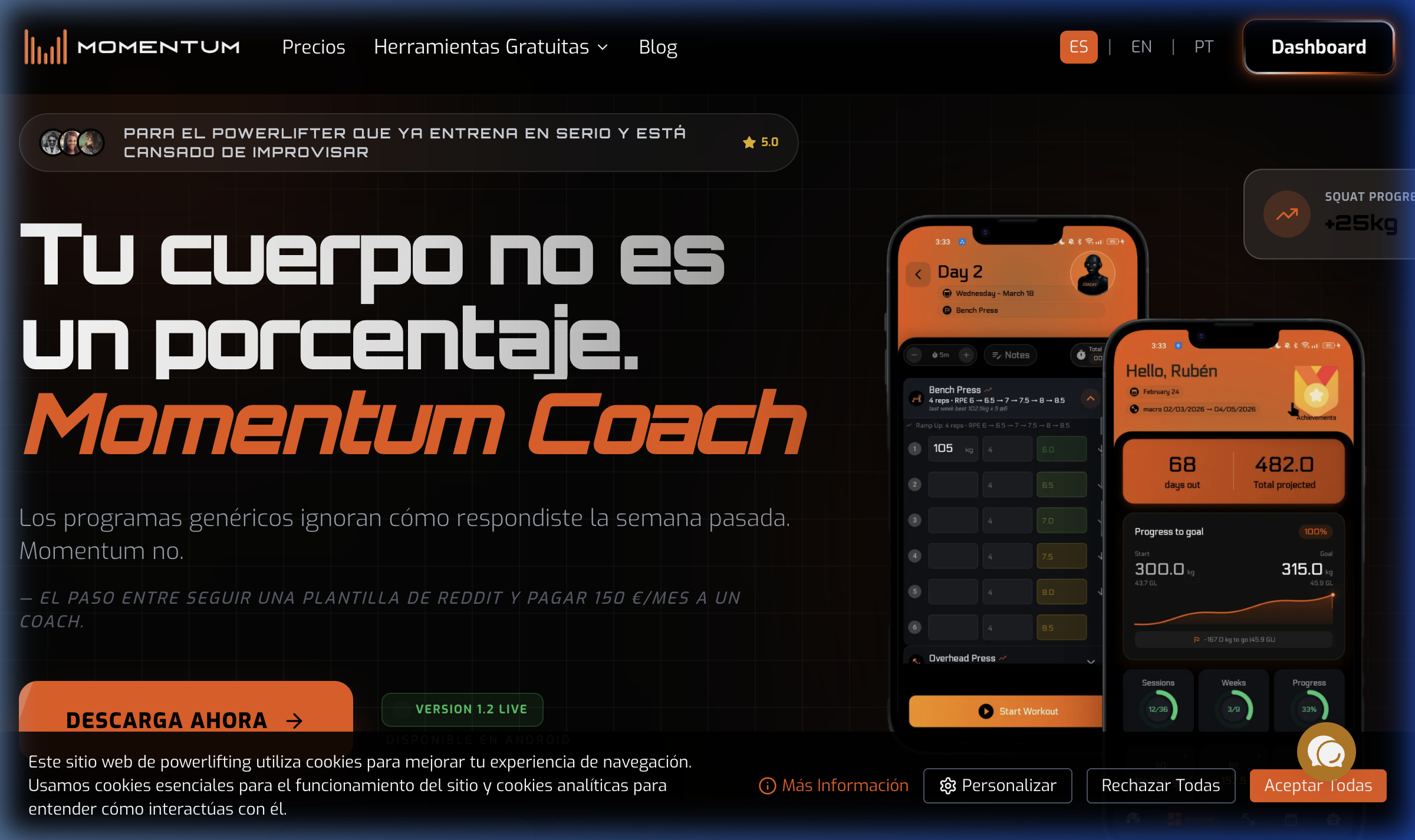 Captura de Momentum Coach